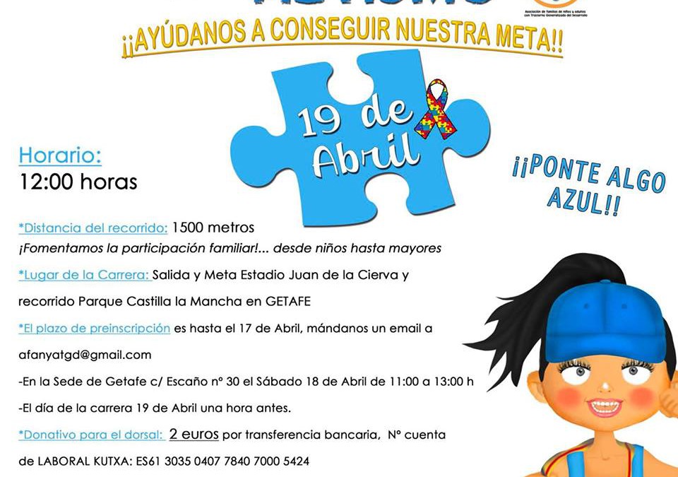 AfanyaTGD celebrará la IV Carrera Solidaria a favor del Autismo el 19 de abril