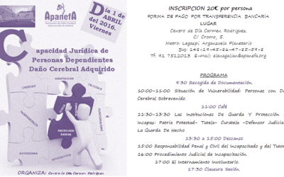 APANEFA organiza las Jornadas ‘Capacidad Jurídica de Personas Dependientes’