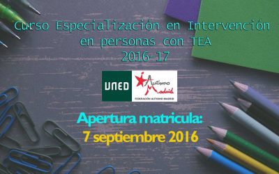 Abierta la matricula para el Curso de Especialización en Intervención en personas con TEA