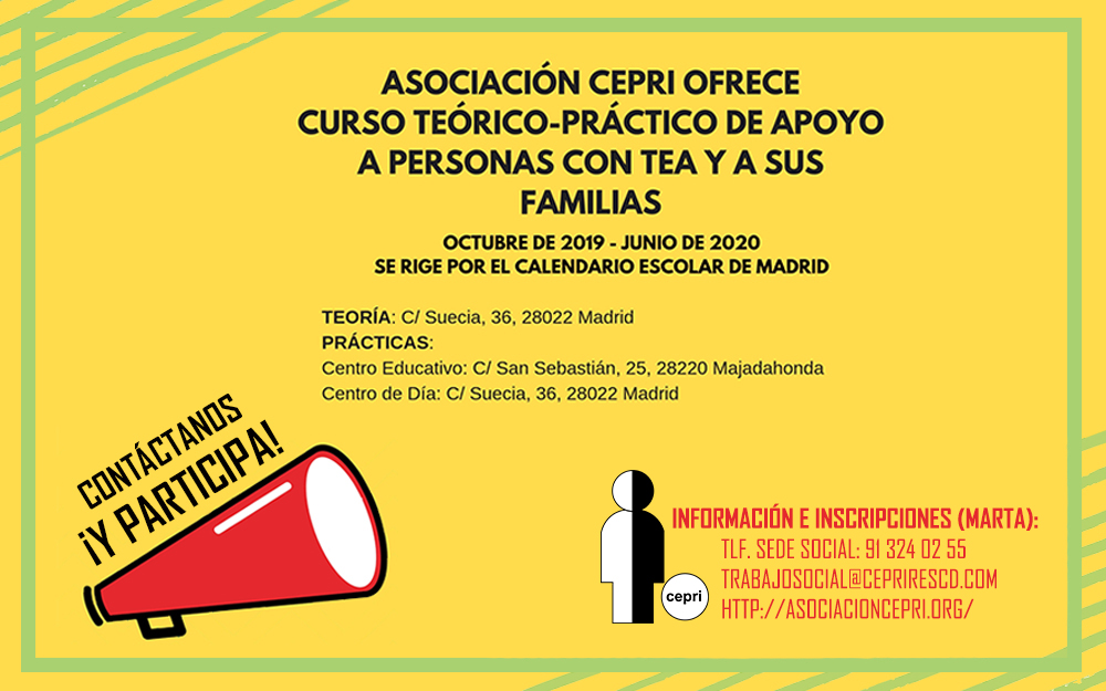 CEPRI ofrece una nueva edición del curso «Apoyo a personas con TEA y sus familias»