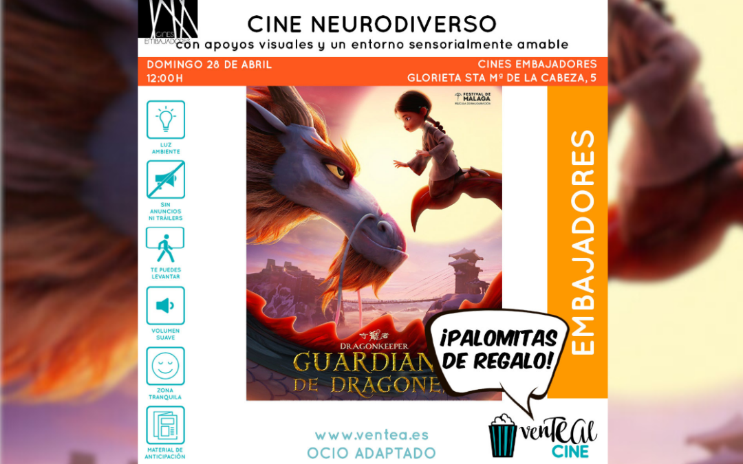 Cartel de la película Guardiana de Dragones de cine con apoyos visuales, Ventea.