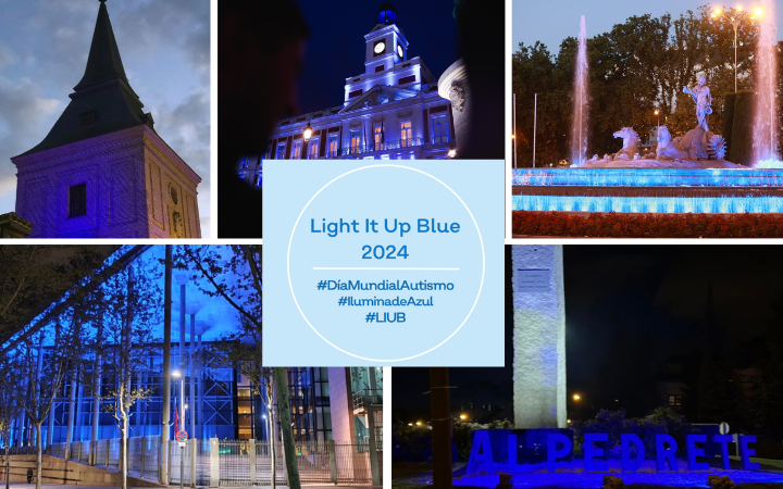 Cartela Ilumina en Azul 2024. Día Mundial del Autismo. Federación Autismo Madrid