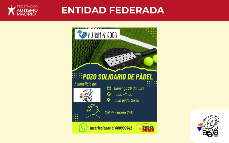 La Asociación Autismo Araya organiza un torneo de pádel solidario el domingo 26 de octubre