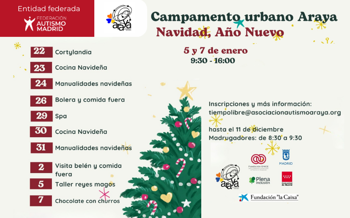 La Asociación Autismo Araya organiza un campamento urbano de Navidad y Año Nuevo