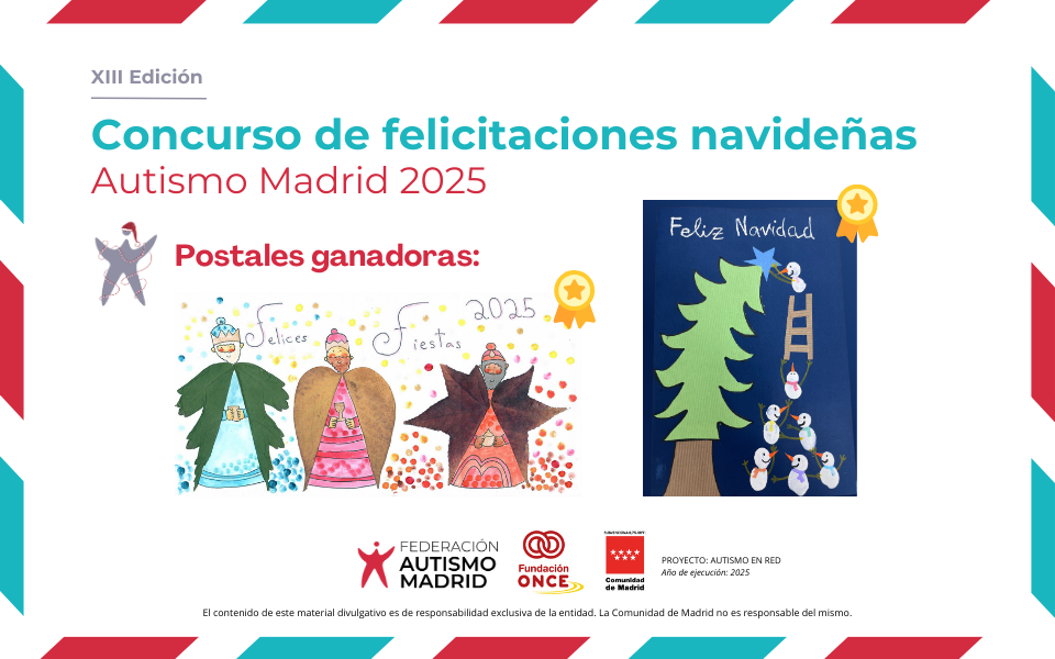 Estas son las felicitaciones ganadoras del XIII Concurso de felicitaciones navideñas Autismo Madrid 2025