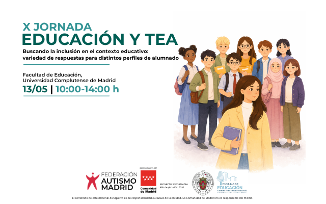 ¡Reserva el día! X Jornada Educación y TEA «Buscando la inclusión en el contexto educativo: variedad de respuestas para distintos perfiles de alumnado» – 13 de mayo
