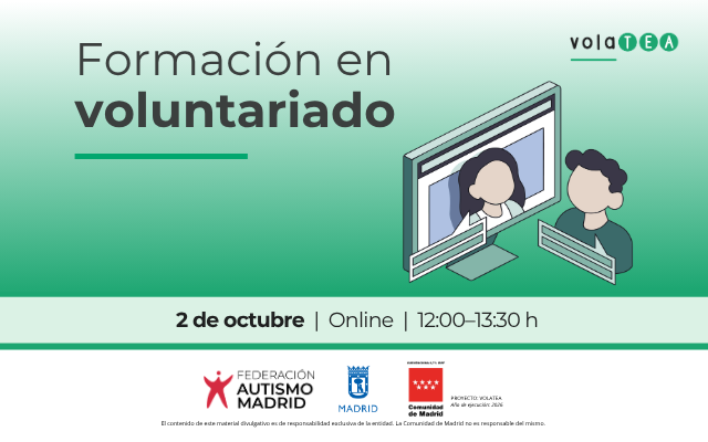 Próxima formación voluntariado en autismo. 2 de octubre de 2026